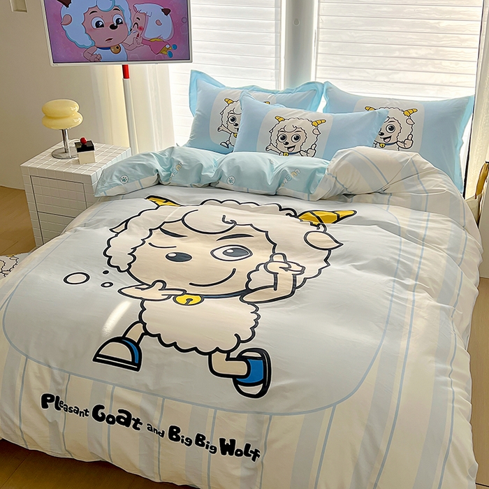 91家纺网 家纺一手货源 找家纺 浩诚 2025新款第一批正版喜羊羊全棉纯棉2025新款卡通大版四件套喜洋洋三件套（陆续更新花色）-提供买家秀 羊先生