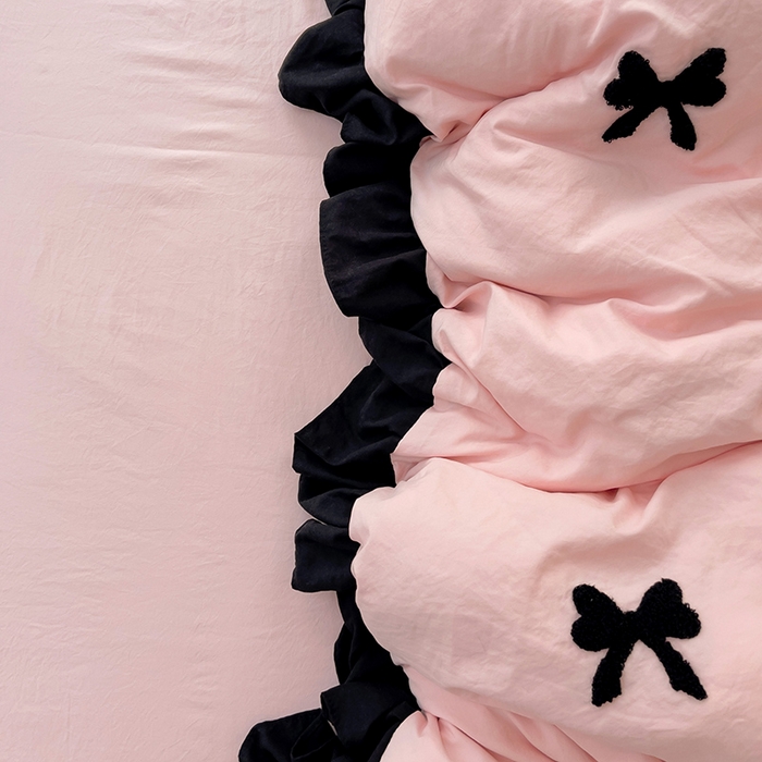 91家纺网 家纺一手货源 找家纺 梦之岛 2025新款韩版小香风赫本风云朵棉毛巾绣四件套 小香风蝴蝶结-玉