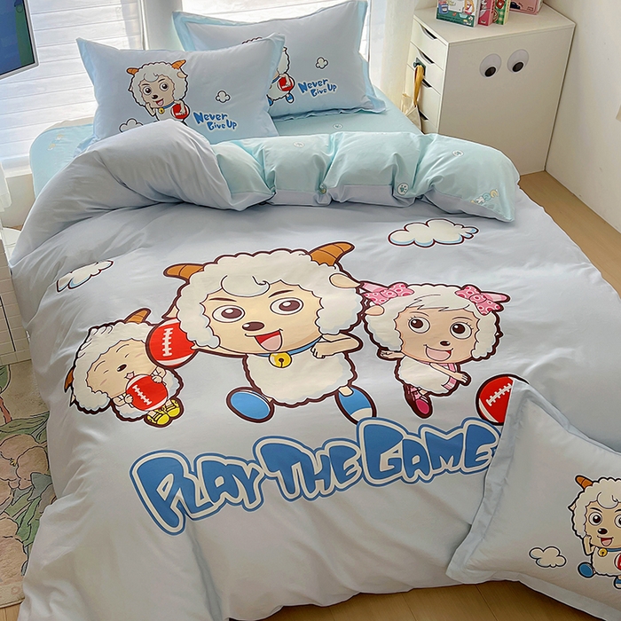 91家纺网 家纺一手货源 找家纺 浩诚 2025新款第一批正版喜羊羊全棉纯棉2025新款卡通大版四件套喜洋洋三件套（陆续更新花色）-提供买家秀 亲亲伙伴