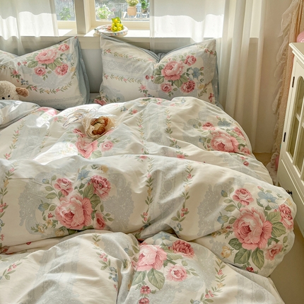 盛馨家纺 2025新款ins小清新全棉四件套三件套床笠四件套跑量款系列 蝶恋花