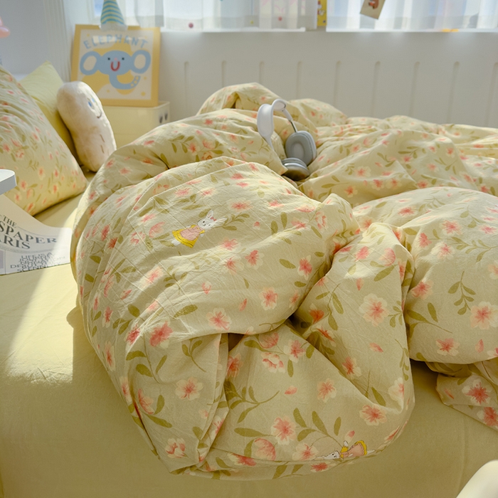 91家纺网 家纺一手货源 找家纺 颜选 2025新款水洗棉印花四件套【提供买家秀】 欣野