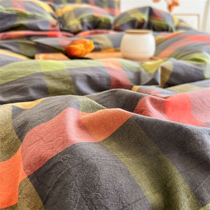 91家纺网 家纺一手货源 找家纺 糯米猪家纺 2025新款全棉色织水洗棉床裙 晴空 灰