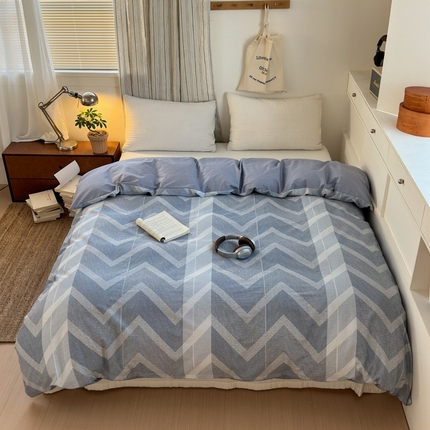 清雅福2025全棉13372极简风四件套 平凡兰