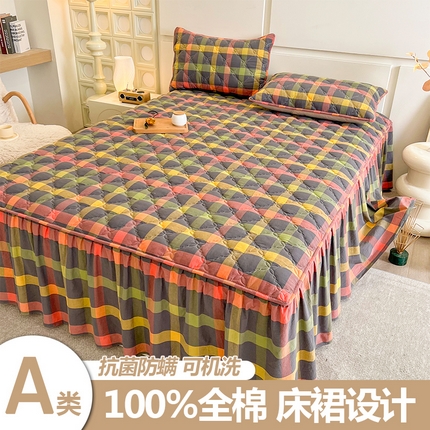 91家纺网 家纺一手货源 找家纺 （总）糯米猪家纺 2025新款全棉色织水洗棉床裙