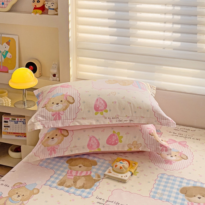 91家纺网 家纺一手货源 找家纺 春雨家居 2025新款春夏卡通印花全棉单枕套 10.甜甜心事