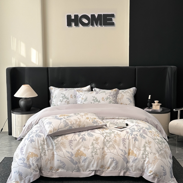 91家纺网 家纺一手货源 找家纺 迷尚家居 2025新款100%莱赛尔数码印花四件套 析漫枝