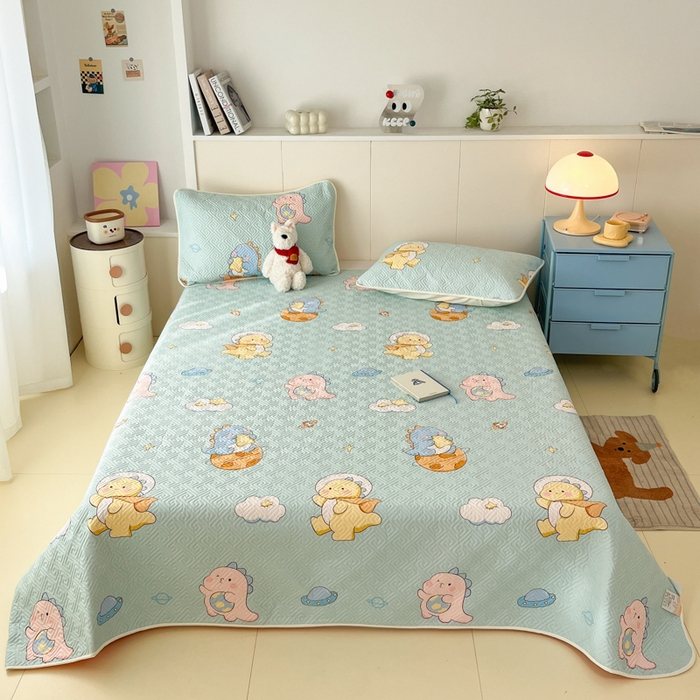 91家纺网 家纺一手货源 找家纺 菲梵家纺2024新款全棉印花夹棉床盖三件套提供买家秀 太空龙