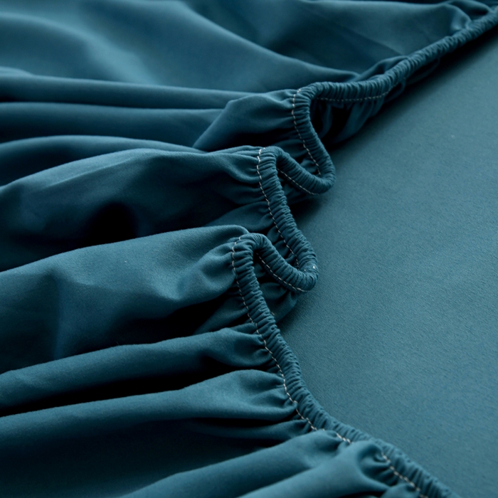 91家纺网 家纺一手货源 找家纺 梵巢2025新款水洗棉纯色单床笠 海青