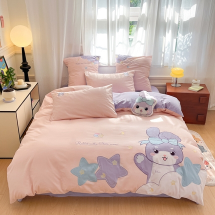 91家纺网 家纺一手货源 找家纺 （总）博雅 2025新款全棉贴布绣卡通四件套