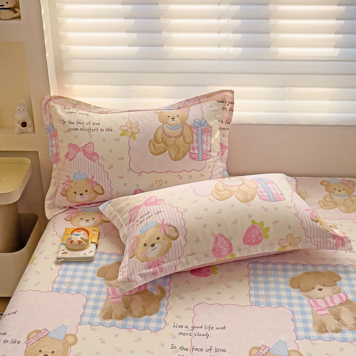 91家纺网 家纺一手货源 找家纺 春雨家居 2025新款春夏卡通印花全棉单枕套 10.甜甜心事