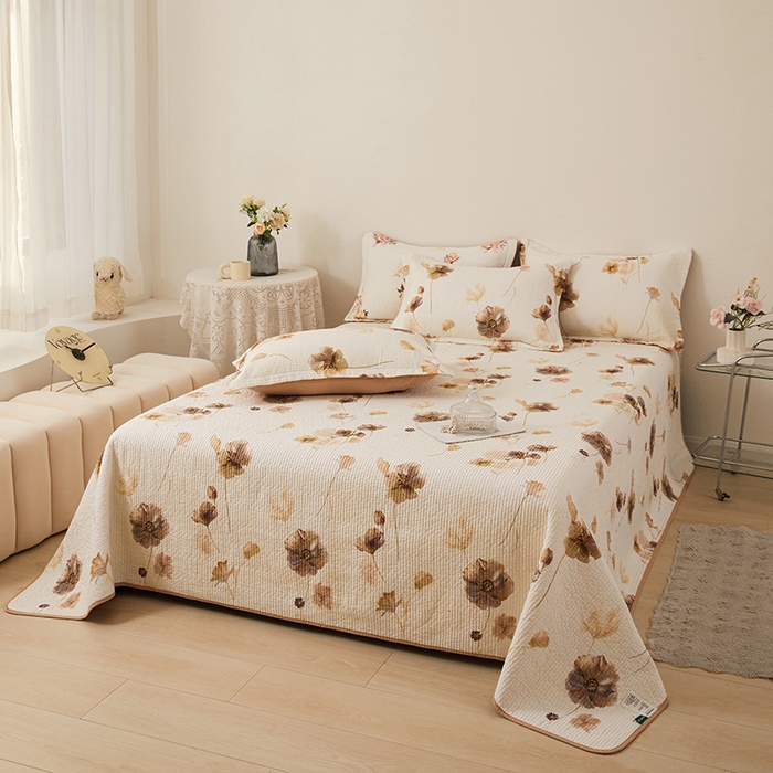 91家纺网 家纺一手货源 找家纺 莎果家纺 2025新款双面全棉数码印花大尺寸2.3*2.5米床盖三件套 水墨年华