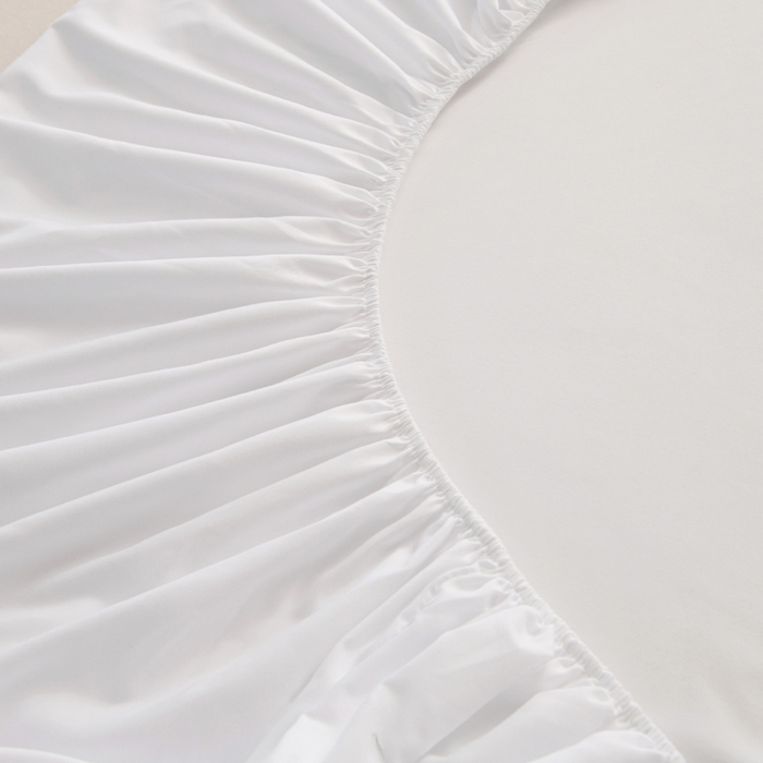 91家纺网 家纺一手货源 找家纺 梵巢2025新款水洗棉纯色单床笠 纯白