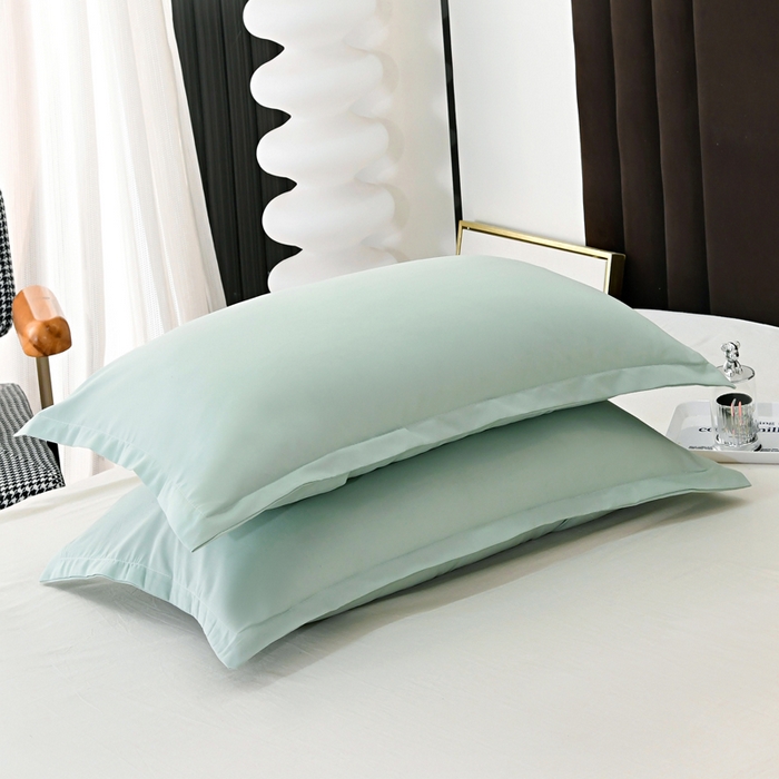 91家纺网 家纺一手货源 找家纺 梵巢2025新款水洗棉纯色单品枕套 嫩绿