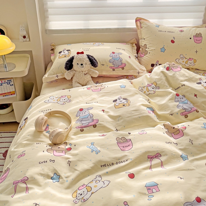 91家纺网 家纺一手货源 找家纺 春雨家居 2025新款春夏卡通印花全棉单被套 可爱颂