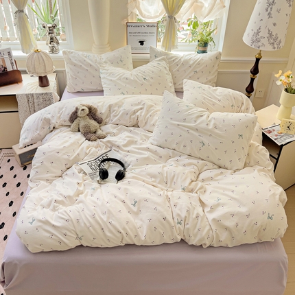 逸尚阁 2025新款针织双层纱印花四件套（提供买家秀） 樱桃