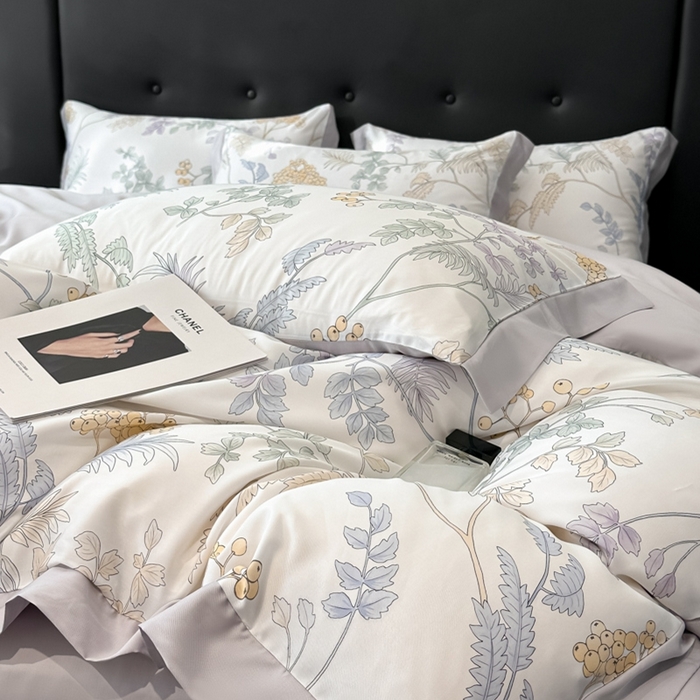 91家纺网 家纺一手货源 找家纺 迷尚家居 2025新款100%莱赛尔数码印花四件套 析漫枝