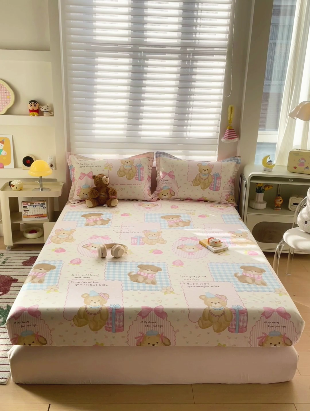 91家纺网 家纺一手货源 找家纺 春雨家居 2025新款春夏卡通印花全棉单床笠 甜甜心事