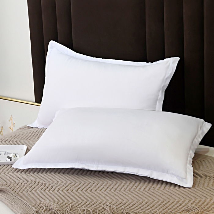 91家纺网 家纺一手货源 找家纺 梵巢2025新款水洗棉纯色单品枕套 纯白