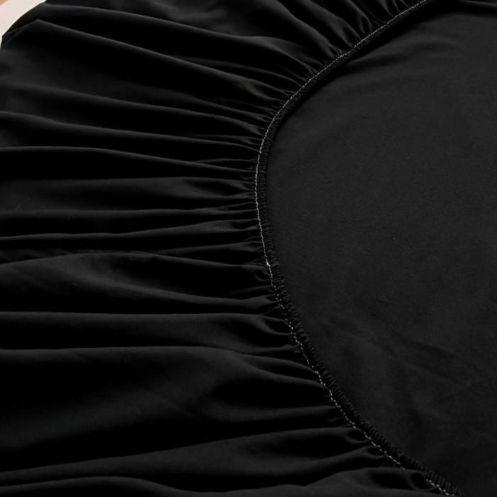 91家纺网 家纺一手货源 找家纺 梵巢2025新款水洗棉纯色单床笠 纯黑