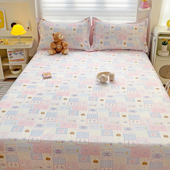 91家纺网 家纺一手货源 找家纺 春雨家居 2025新款春夏卡通印花全棉单床单 甜心乐园