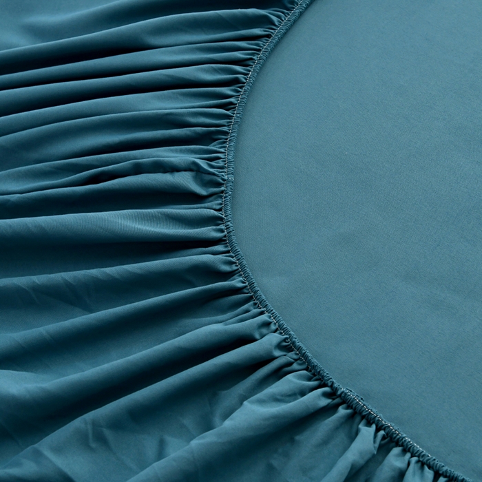 91家纺网 家纺一手货源 找家纺 梵巢2025新款水洗棉纯色单床笠 海青