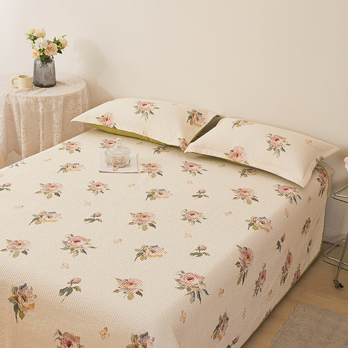 91家纺网 家纺一手货源 找家纺 莎果家纺 2025新款双面全棉数码印花大尺寸2.3*2.5米床盖三件套 东方诗意