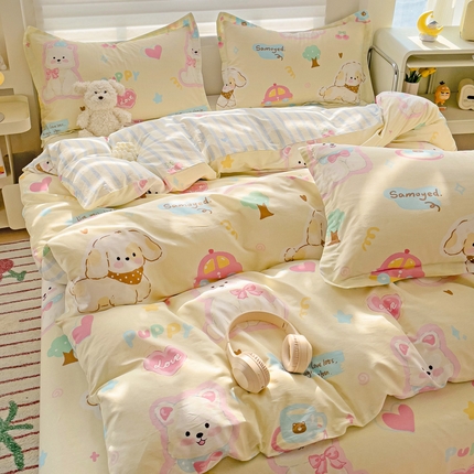 春雨家居 2025新款春夏卡通印花全棉单被套 萌趣乐园