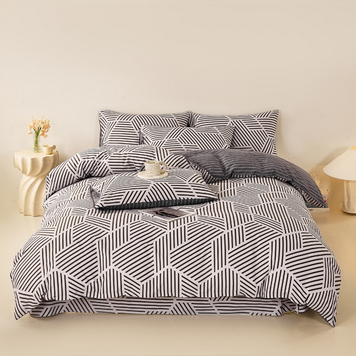 91家纺网 家纺一手货源 找家纺 潮邦创意家居 2025特价春夏新款13070全棉四件套 【第一批】 简格