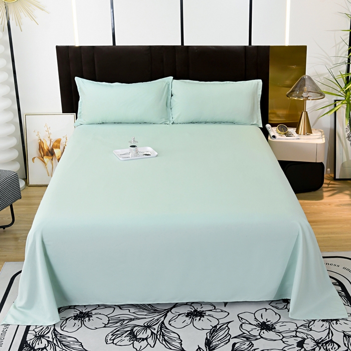 91家纺网 家纺一手货源 找家纺 梵巢2025新款水洗棉床单三件套 嫩绿