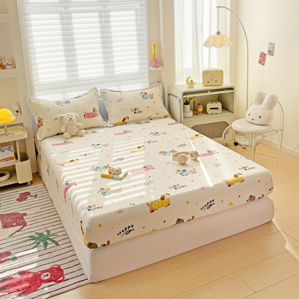 春雨家居 2025新款春夏卡通印花全棉单床笠 童趣蜜歌