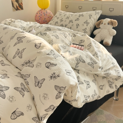 91家纺网 家纺一手货源 找家纺 （总）韩巢家纺 2025新款超柔水洗棉印花被套床单床上用品四件套 