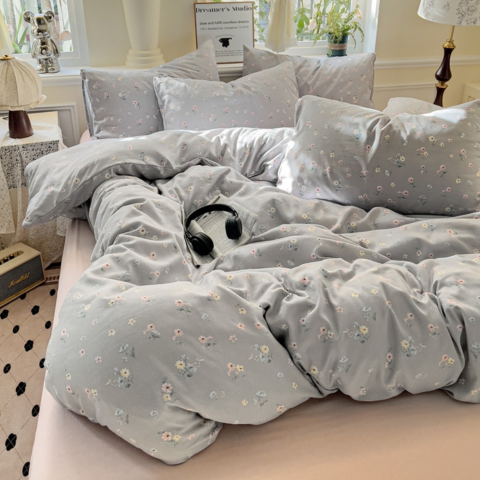 91家纺网 家纺一手货源 找家纺 逸尚阁 2025新款针织双层纱印花四件套（提供买家秀） 繁花