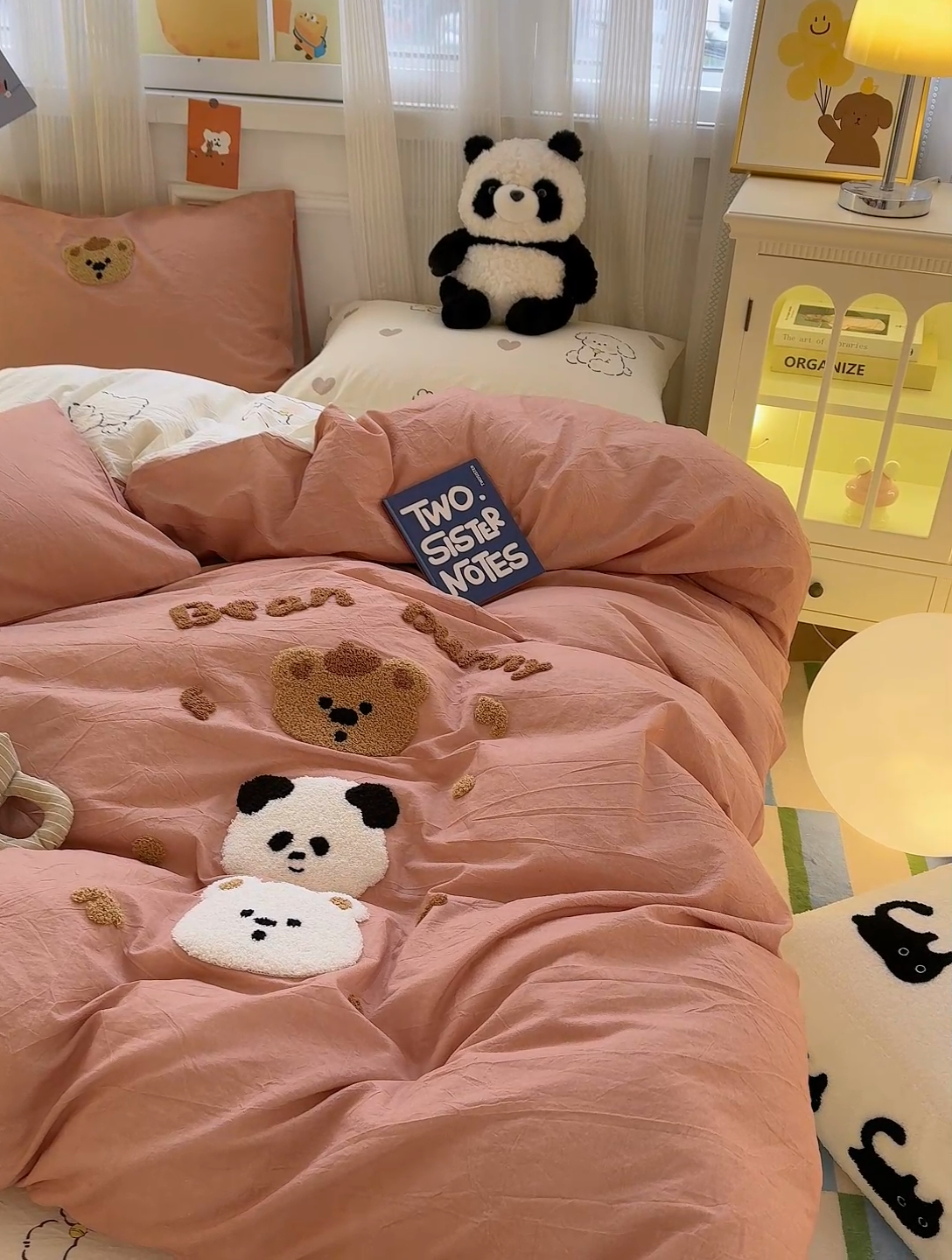 91家纺网 家纺一手货源 找家纺 颜选 2025新款水洗棉毛巾绣四件套 樱桃·小熊