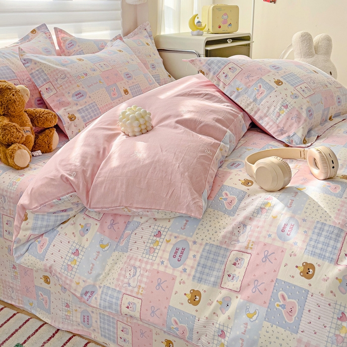 91家纺网 家纺一手货源 找家纺 春雨家居 2025新款春夏卡通印花全棉单被套 甜心乐园