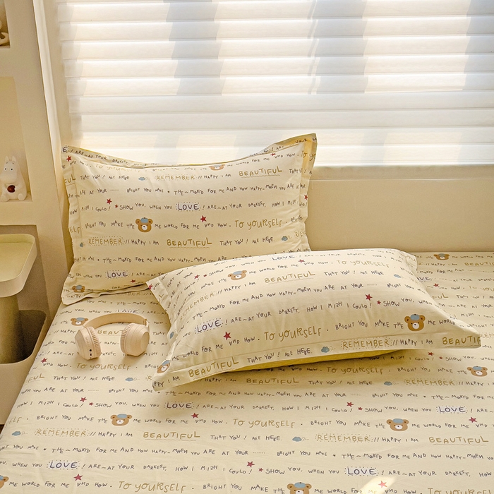 91家纺网 家纺一手货源 找家纺 春雨家居 2025新款春夏卡通印花全棉单枕套 20.红星小熊