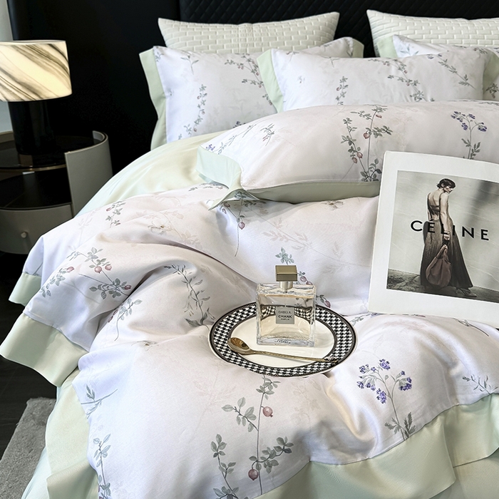 91家纺网 家纺一手货源 找家纺 迷尚家居 2025新款100%莱赛尔数码印花四件套 小禾眠诗