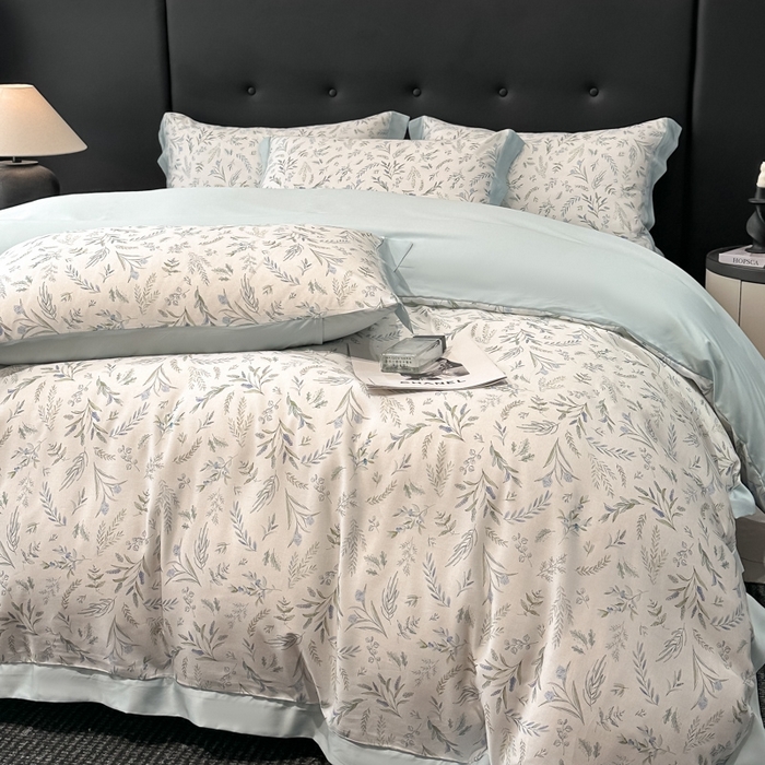 91家纺网 家纺一手货源 找家纺 迷尚家居 2025新款100%莱赛尔数码印花四件套 小音禾