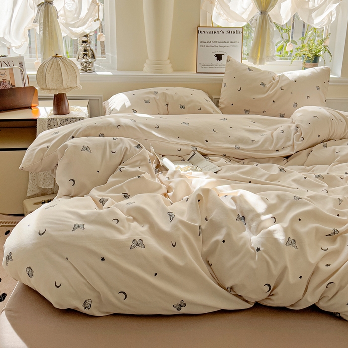 91家纺网 家纺一手货源 找家纺 逸尚阁 2025新款针织双层纱印花四件套（提供买家秀） 蝶舞