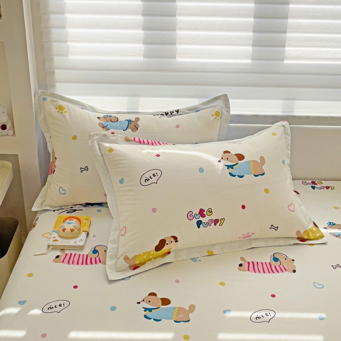 91家纺网 家纺一手货源 找家纺 春雨家居 2025新款春夏卡通印花全棉单枕套 8.童趣蜜歌