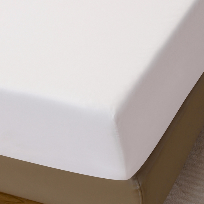 91家纺网 家纺一手货源 找家纺 梵巢2025新款水洗棉纯色单床笠 纯白