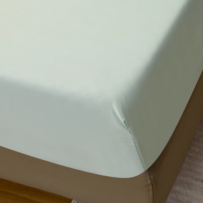 91家纺网 家纺一手货源 找家纺 梵巢2025新款水洗棉纯色单床笠 浅豆绿