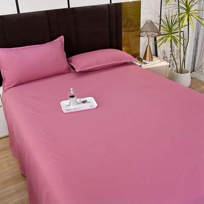 91家纺网 家纺一手货源 找家纺 梵巢2025新款水洗棉床单三件套 浅豆沙