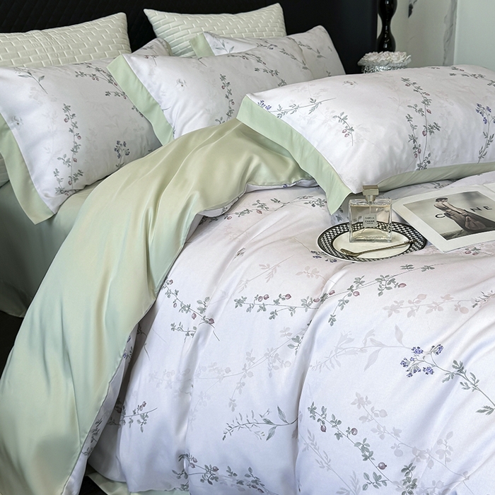 91家纺网 家纺一手货源 找家纺 迷尚家居 2025新款100%莱赛尔数码印花四件套 小禾眠诗