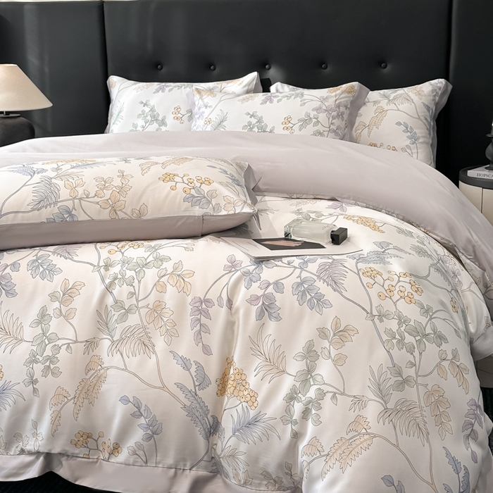 91家纺网 家纺一手货源 找家纺 迷尚家居 2025新款100%莱赛尔数码印花四件套 析漫枝