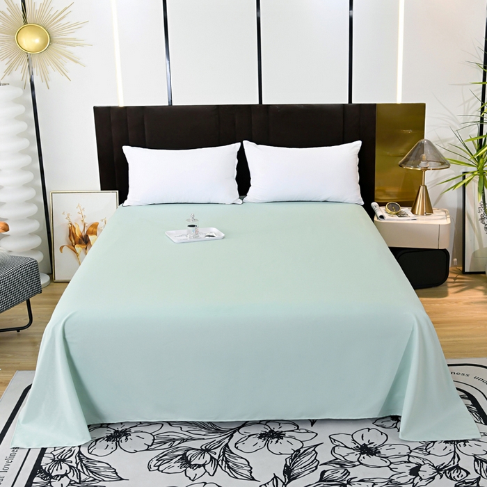 91家纺网 家纺一手货源 找家纺 梵巢2025新款水洗棉床单三件套 嫩绿