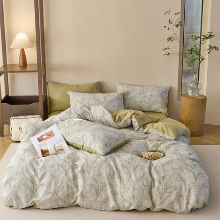 久典2025 60支色织三层大提花基础款四件套 绿野