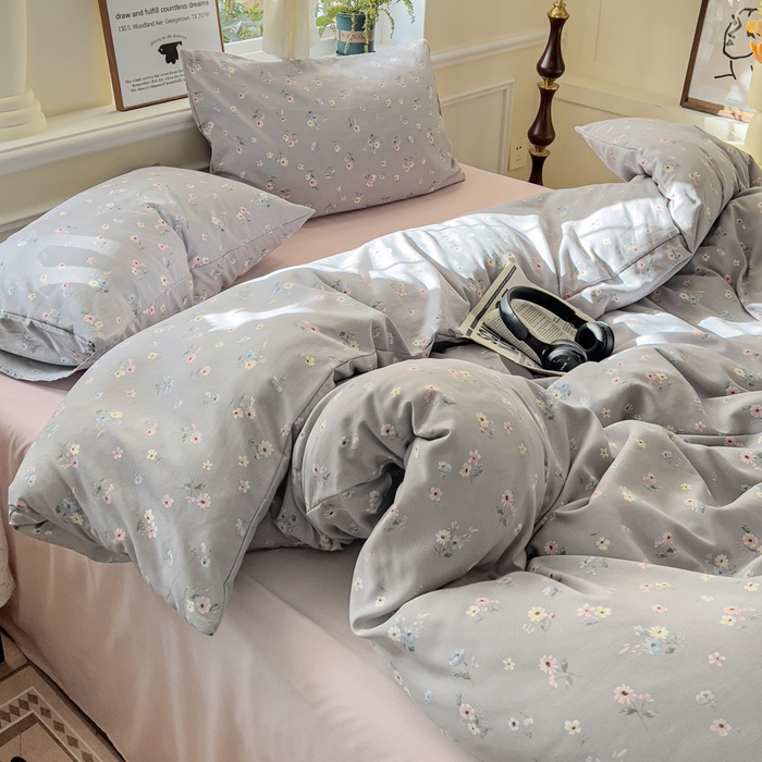 91家纺网 家纺一手货源 找家纺 逸尚阁 2025新款针织双层纱印花四件套（提供买家秀） 繁花