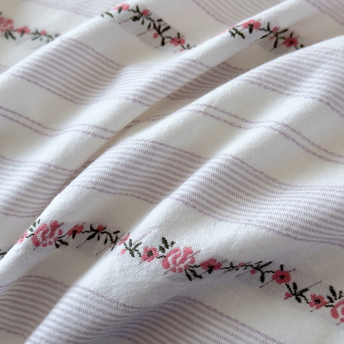 91家纺网 家纺一手货源 找家纺 琪格格纺织 2025新款纯棉韩式小清新田园大提花清新四件套 小花园-紫