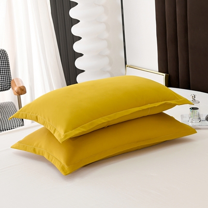梵巢2025新款水洗棉纯色单品枕套 姜黄