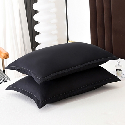 梵巢2025新款水洗棉纯色单品枕套 黑色